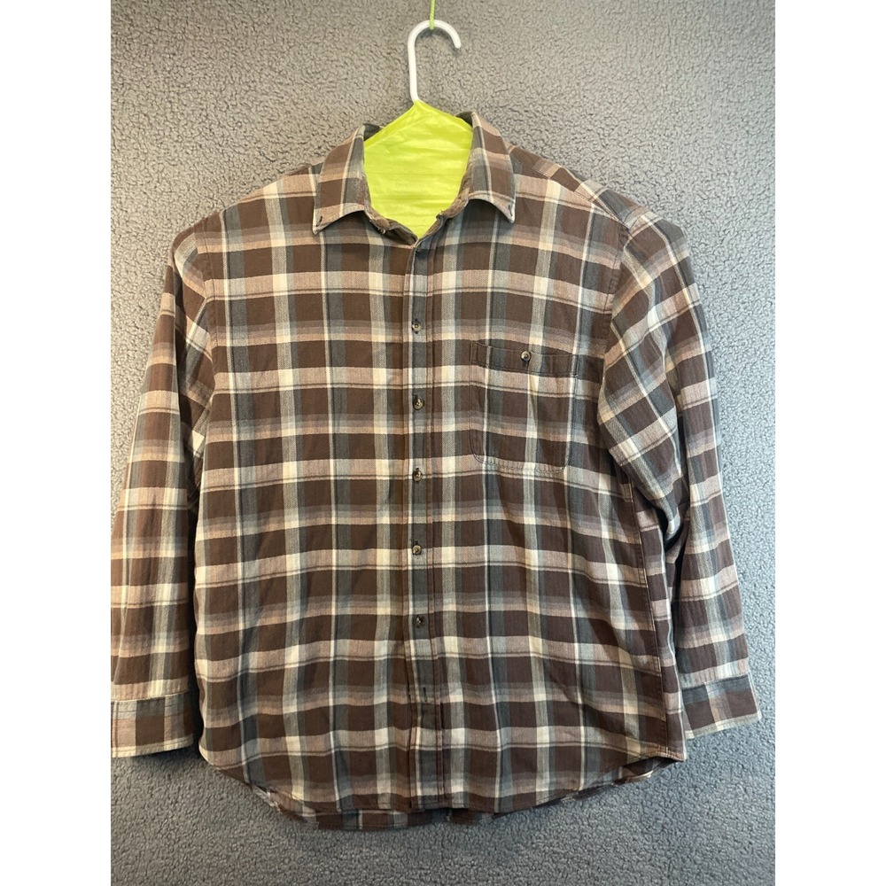 ROUNDTREE & YORKE CASUALS SIZE LARGE Plaids Long Sleeve Button Shirt Mens